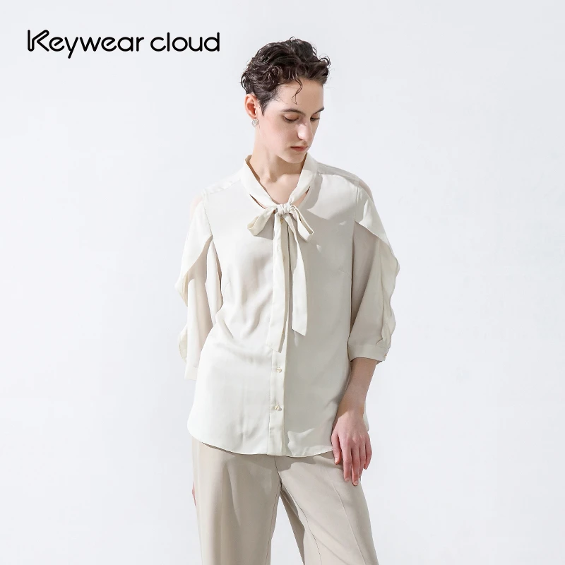 Keywearcloud奇威秋季设计感通勤免打理温柔荷叶边衬衫