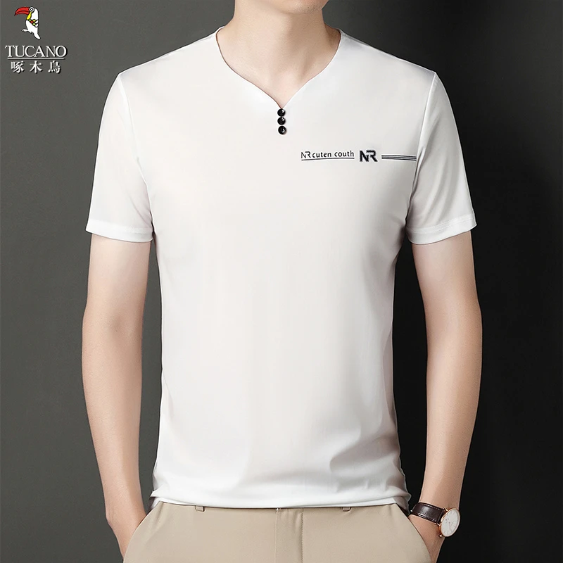 啄木鸟春夏新款短袖T恤男士日常休闲舒适清爽帅气透气柔软亲肤