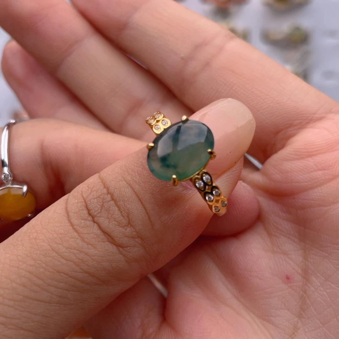 翡翠戒指银S925镶嵌11111