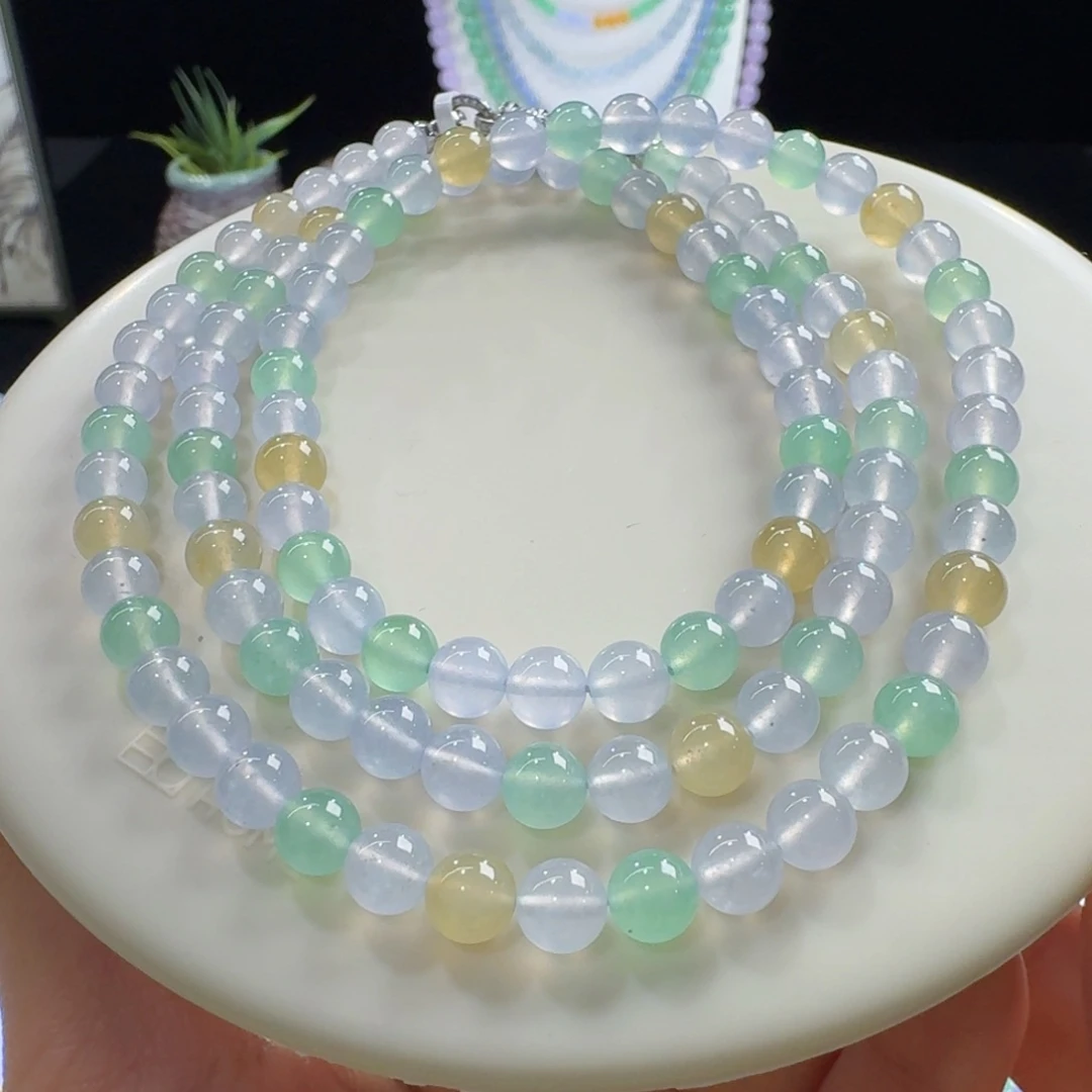 未镶嵌手链翡翠高冰玻马卡龙多宝长串6mm