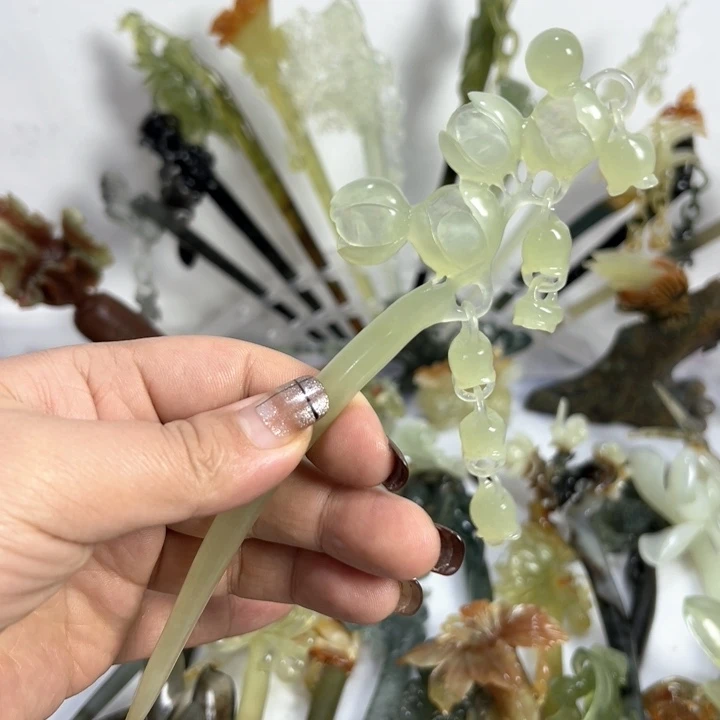 定制蛇纹石玉毛货发饰