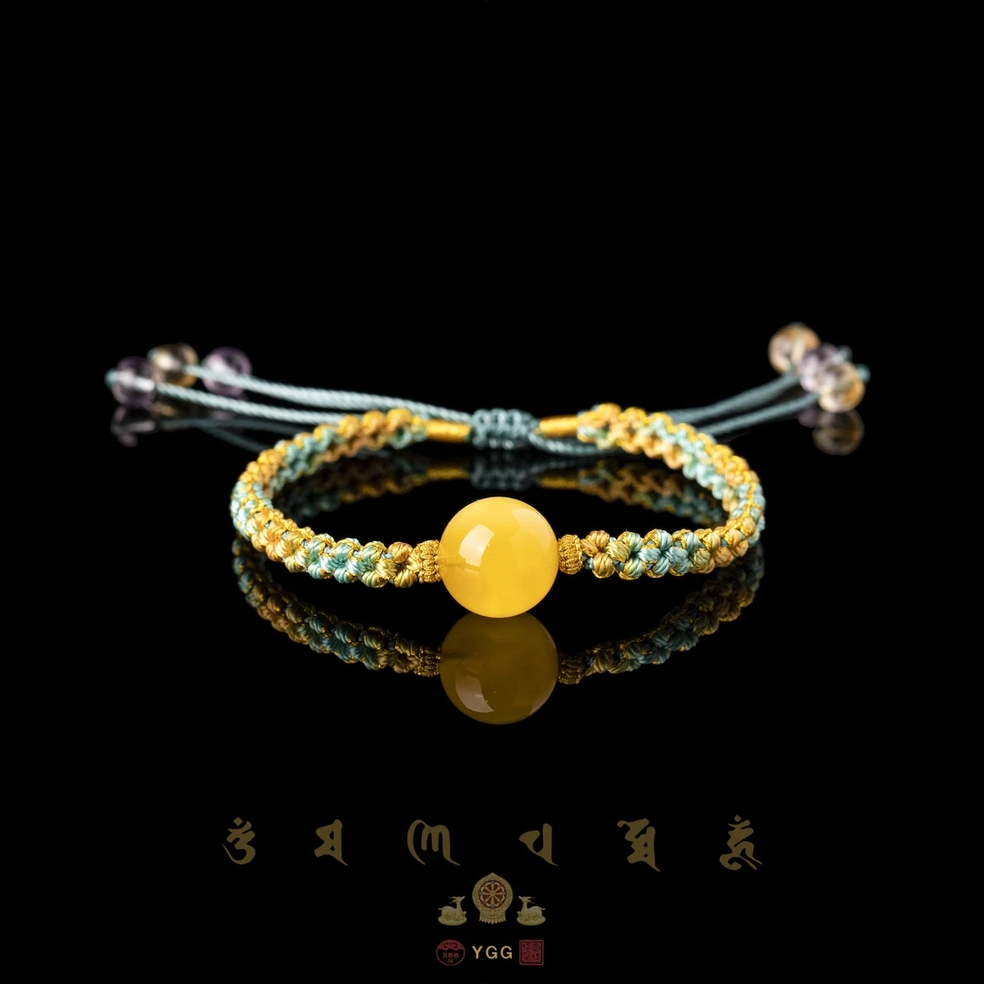 员格格STAL19/天然蜜蜡金绞蜜单珠手绳
