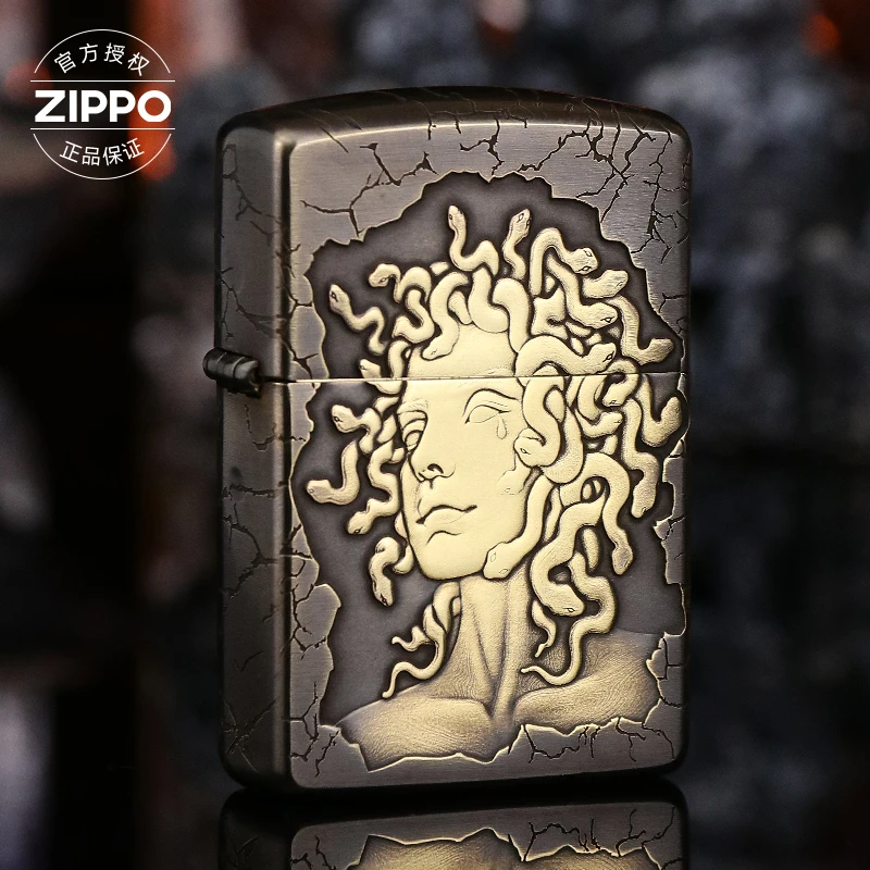 ZIPPO/之宝打火机原装黄铜盔甲-美杜莎金色防风礼品盔甲机DYJ1