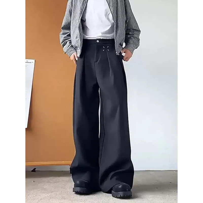 马吉拉cleanfit黑色西裤男春秋款美式高街宽松直筒阔腿休闲长裤子