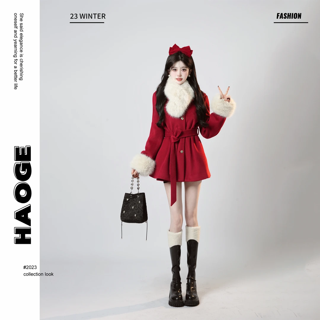 安淇儿●圣诞之夜D3TZ1404套装秋冬时尚气质甜美两件套