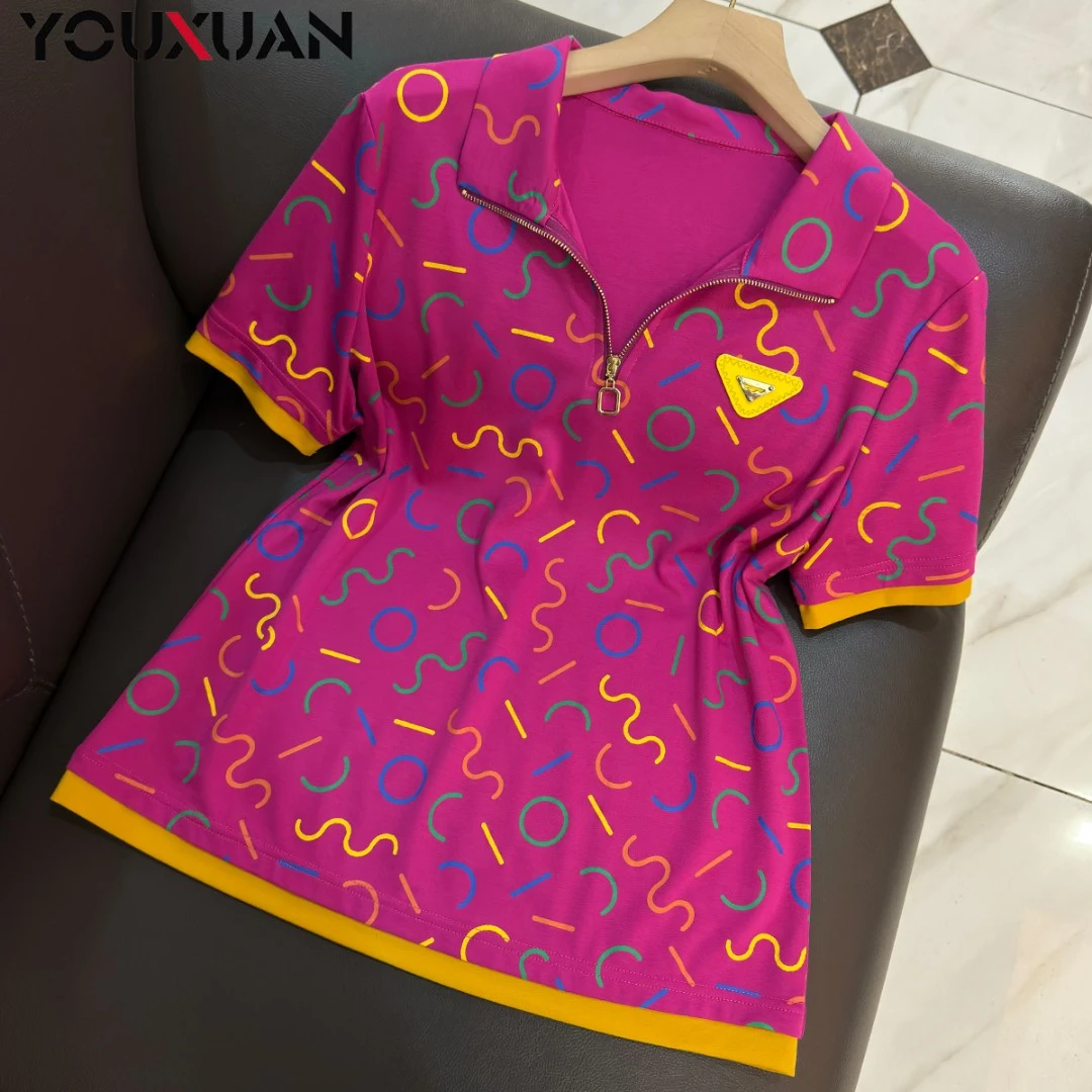 春夏季新品女士短袖立领休闲T恤上衣女装翻领时尚小衫卫衣89301