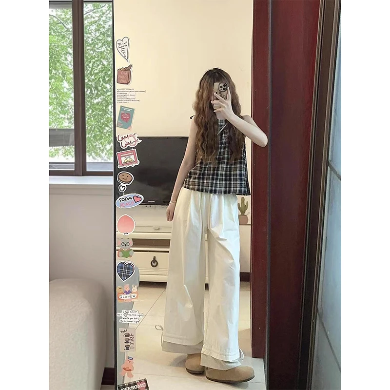 夏装搭配一整套盐系轻熟港味复古chic小个子上衣阔腿裤两件套装女