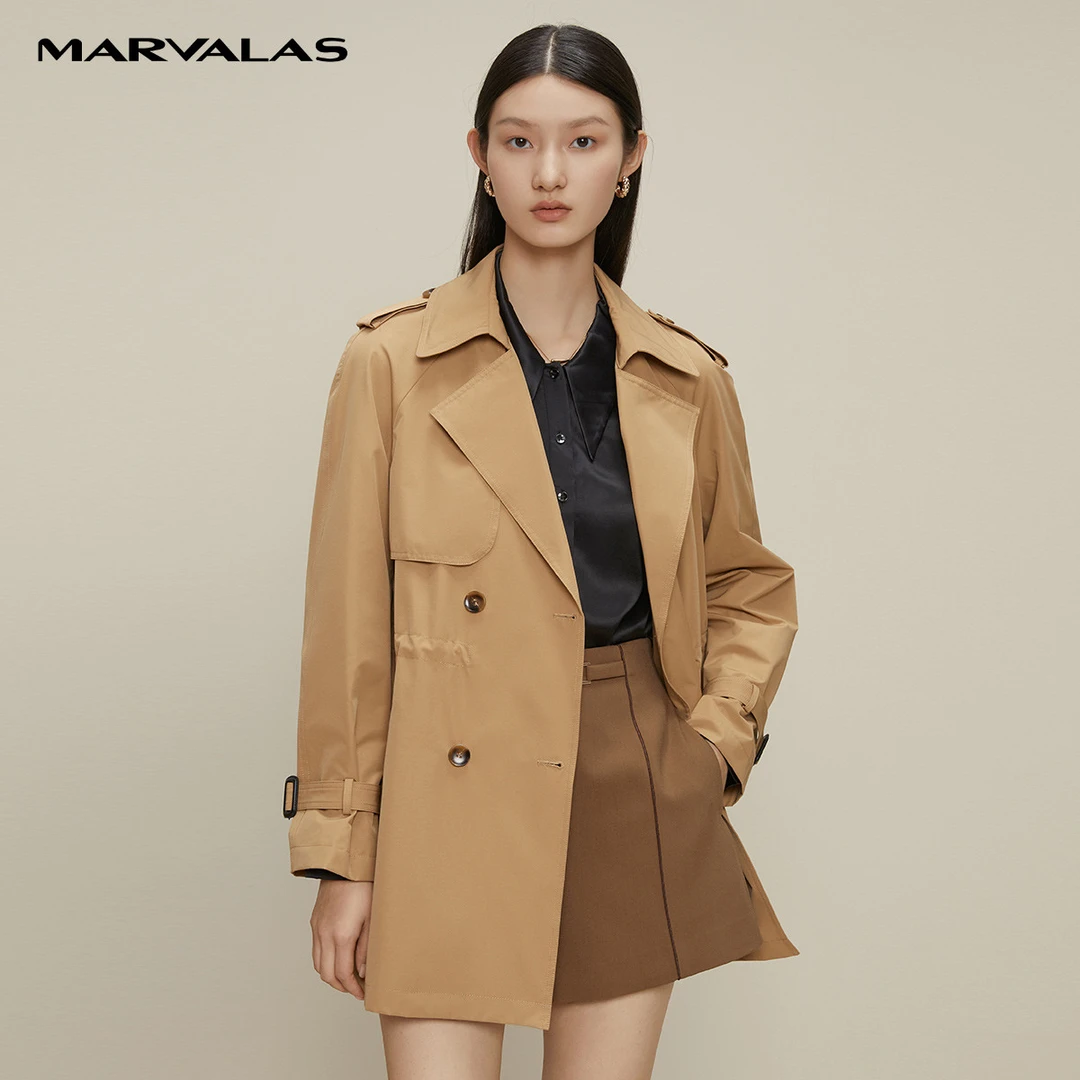 英伦复古风衣女春秋冬季收腰设计小个子D430023