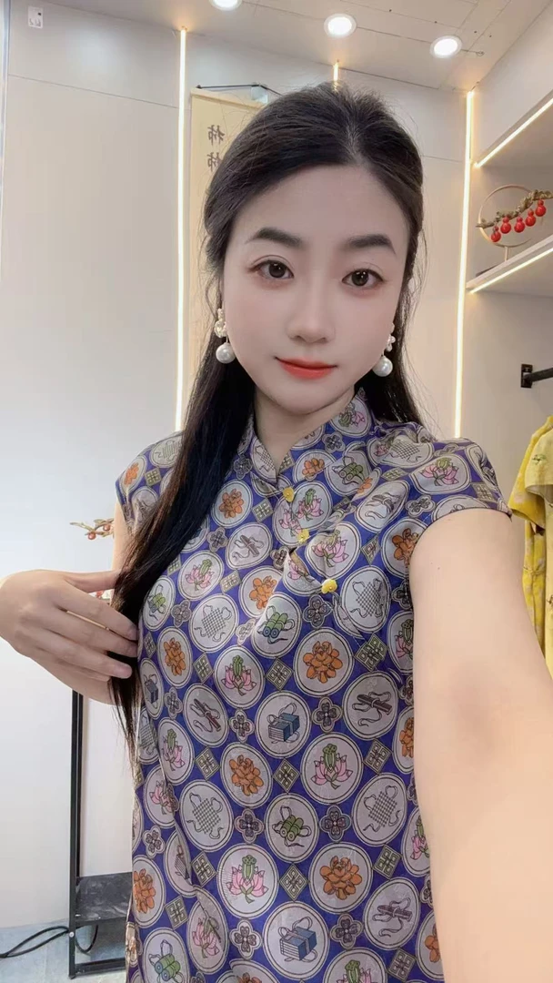 常规款套头薄款日常时尚圆领复古琉璃提花后拉链上衣小衫长款中式