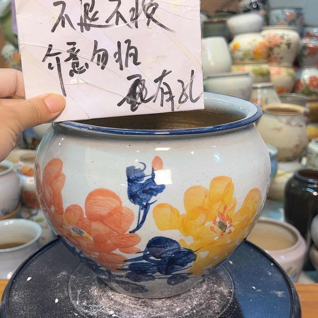 景德镇陶瓷花盆瑕品123