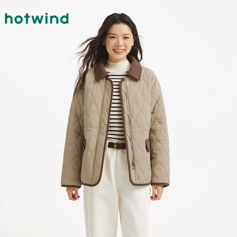 【暖冬美拉德】热风女士翻领棉服2025年冬新款复古棉服夹克外套上衣