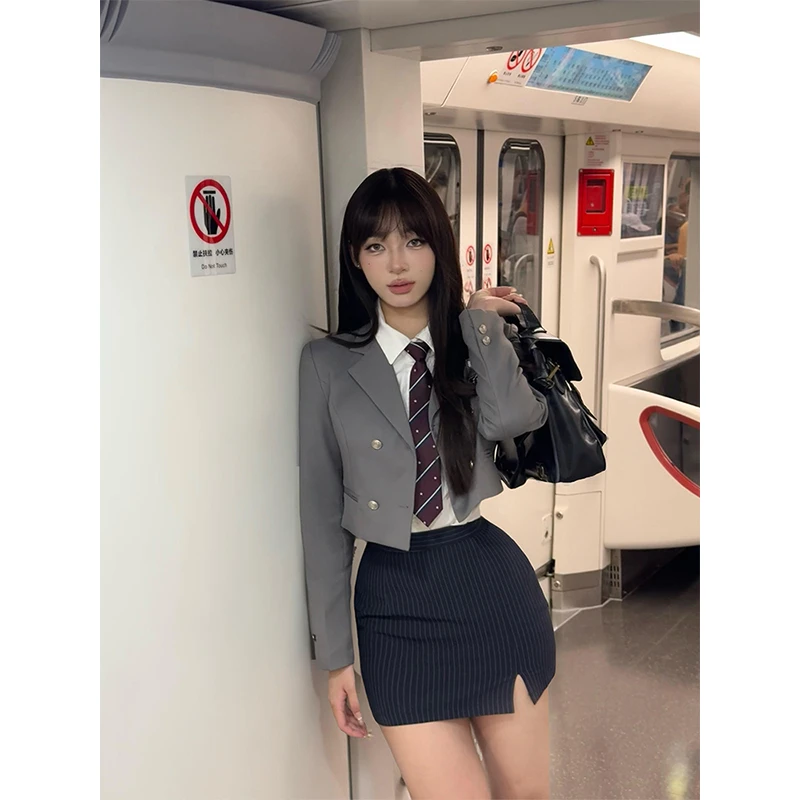 jk制服高冷御姐学院风连衣裙子早秋季女装韩剧小香高级感两件套装