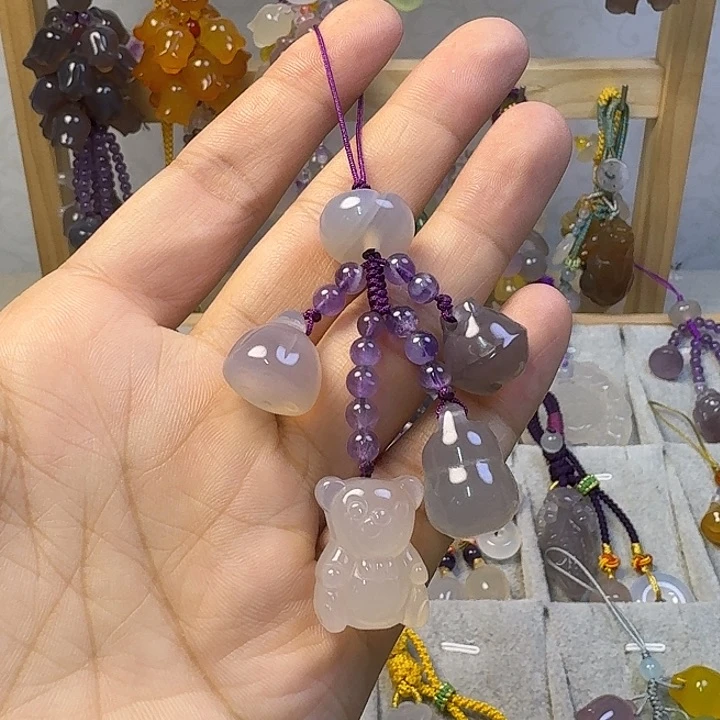 钥匙挂件福利款，紫色款卡通熊
