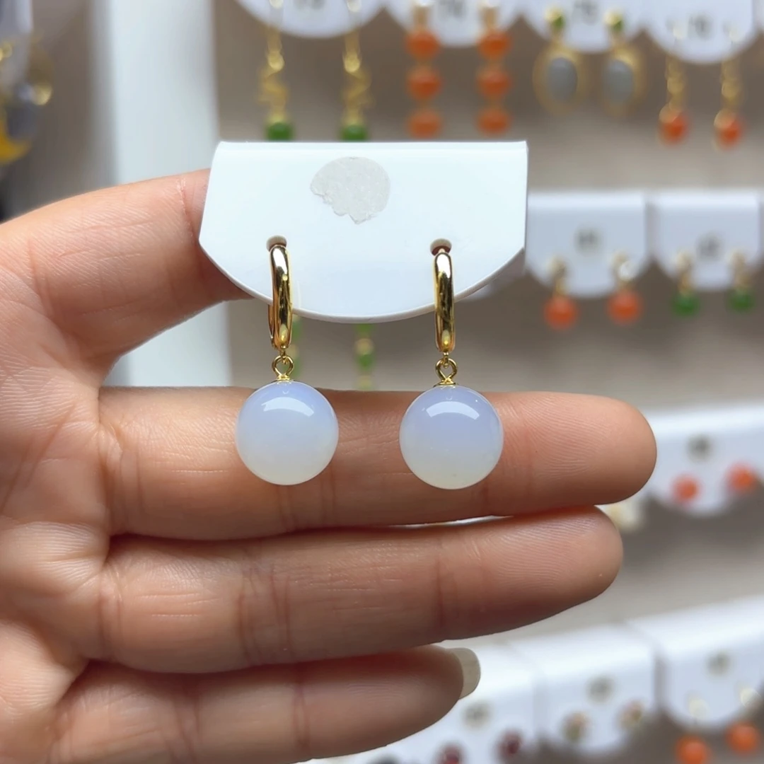 玛瑙/玉髓耳饰银S925镶嵌