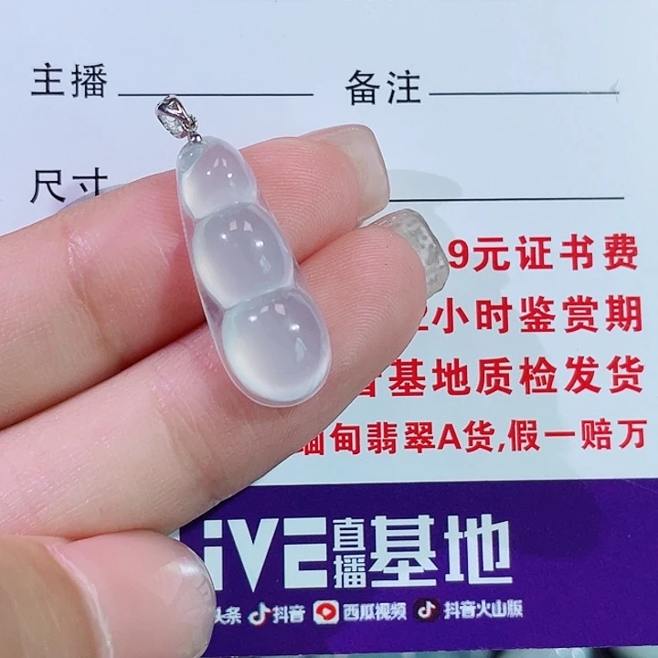 颈饰18K金镶嵌翡翠豆子