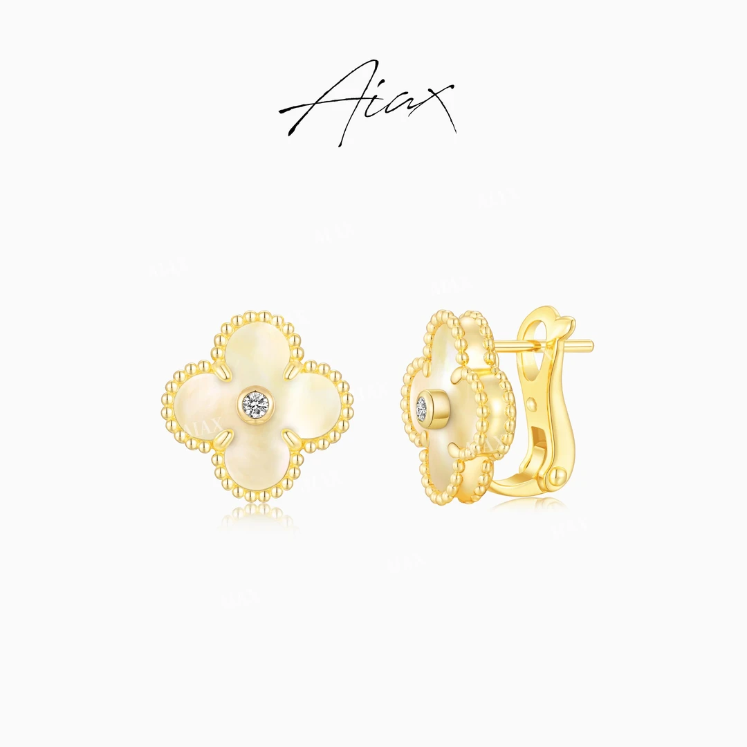 AIAX 流光风 秋上新 气质设计师法式简约轻奢百搭四叶耳环TSL1284