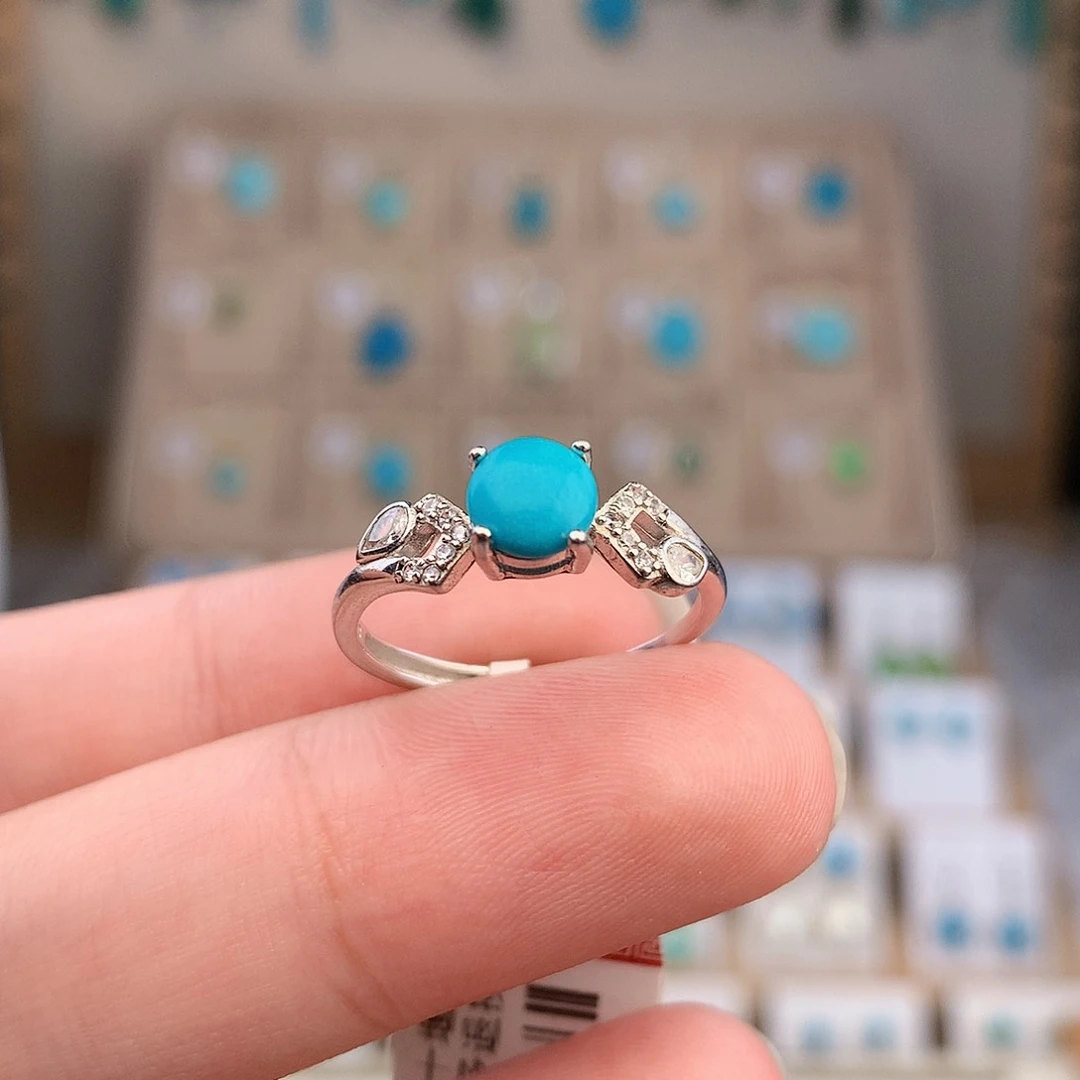 绿松石银S925镶嵌戒指