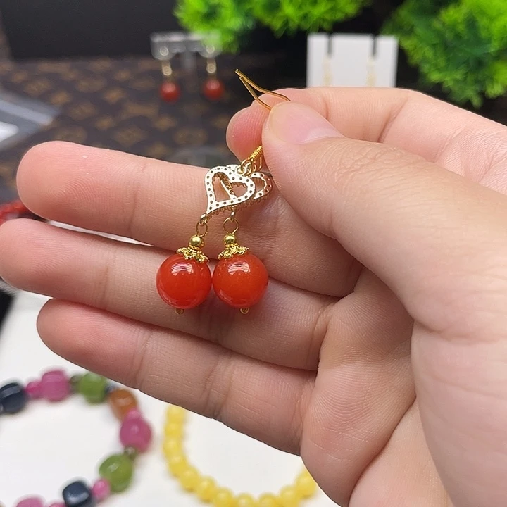 翡翠14K金镶嵌耳饰