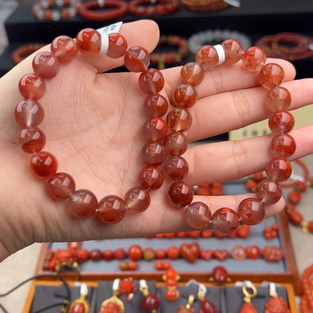 爱***仁南红玛瑙（冰飘花手串11+）多样性发一条未镶嵌