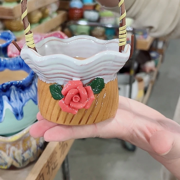 有孔.凑满10元发货多肉陶瓷花盆！