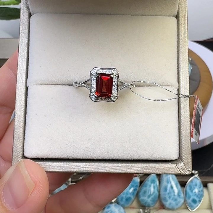 烟晶银S925镶嵌戒指