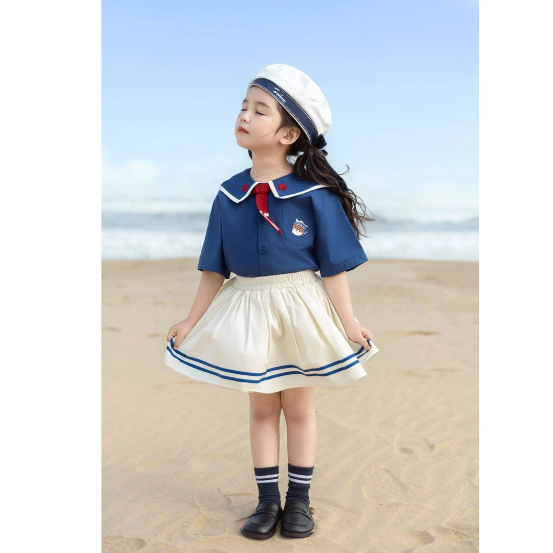 YOEHYAUL/幼悠夏贰波{梦想航海家}女童夏款学院风可爱半裙  X4866