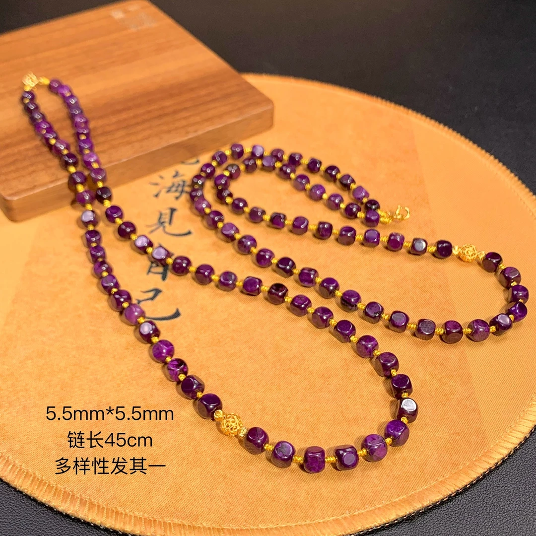 潮生石丨18K金镶舒俱来六方珠项链/链长45cm/多样性发其一/K01379