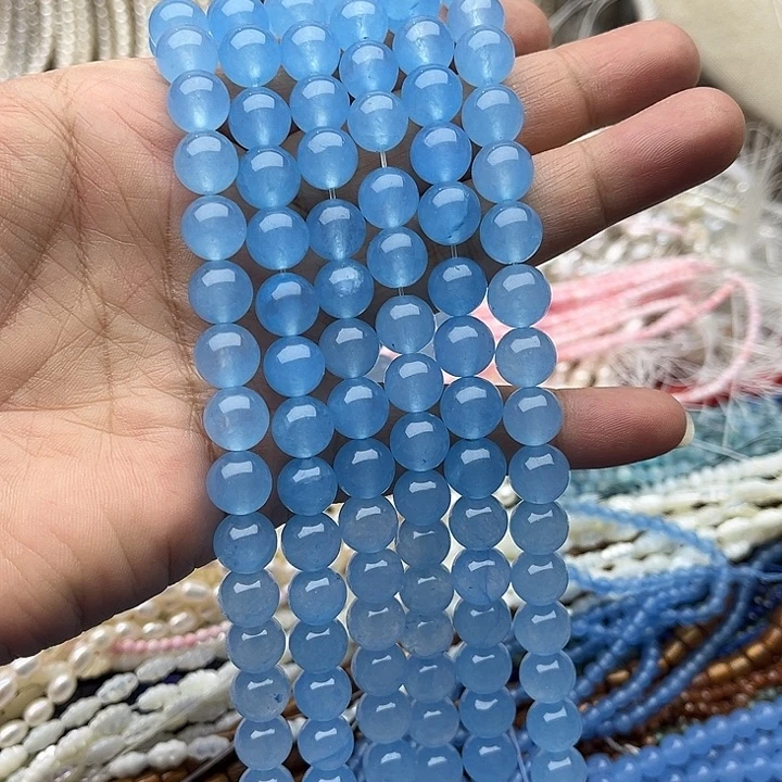 玛瑙/玉髓未镶嵌珠宝半成品一条1mm左右海蓝宝