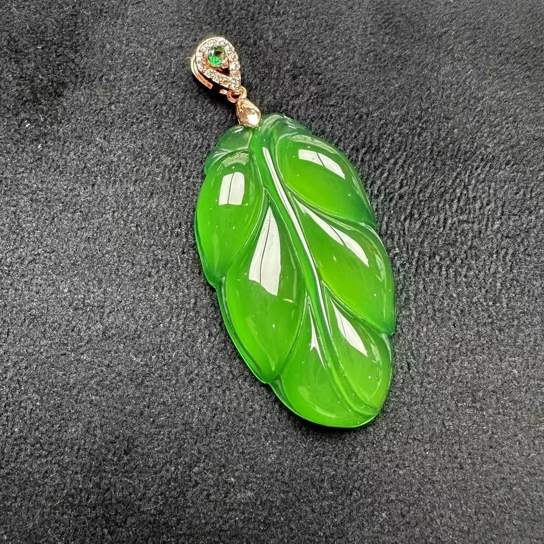 【官方严选】高冰帝王金枝玉叶绿树叶吊坠