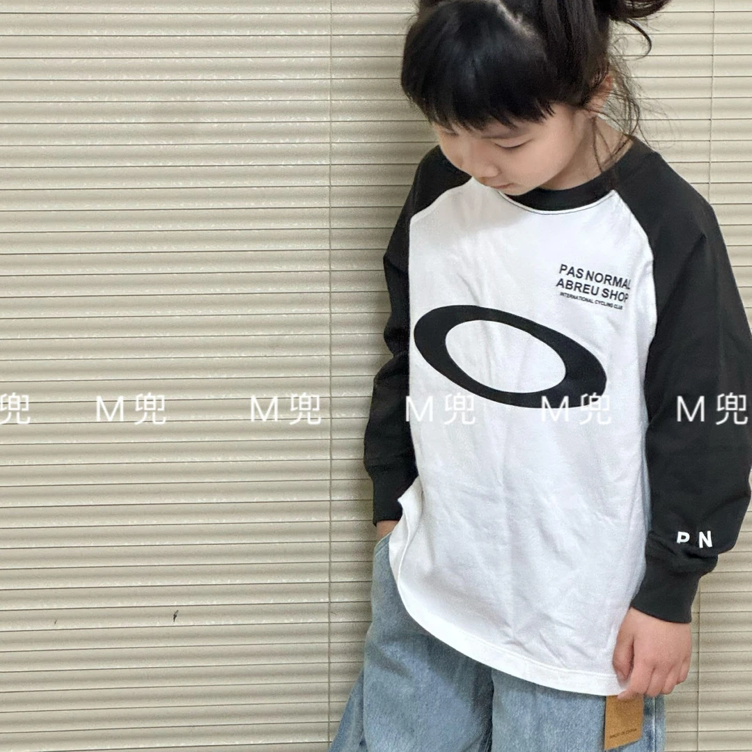 2025春季新款男女儿童廓形ok骑行插肩袖T恤