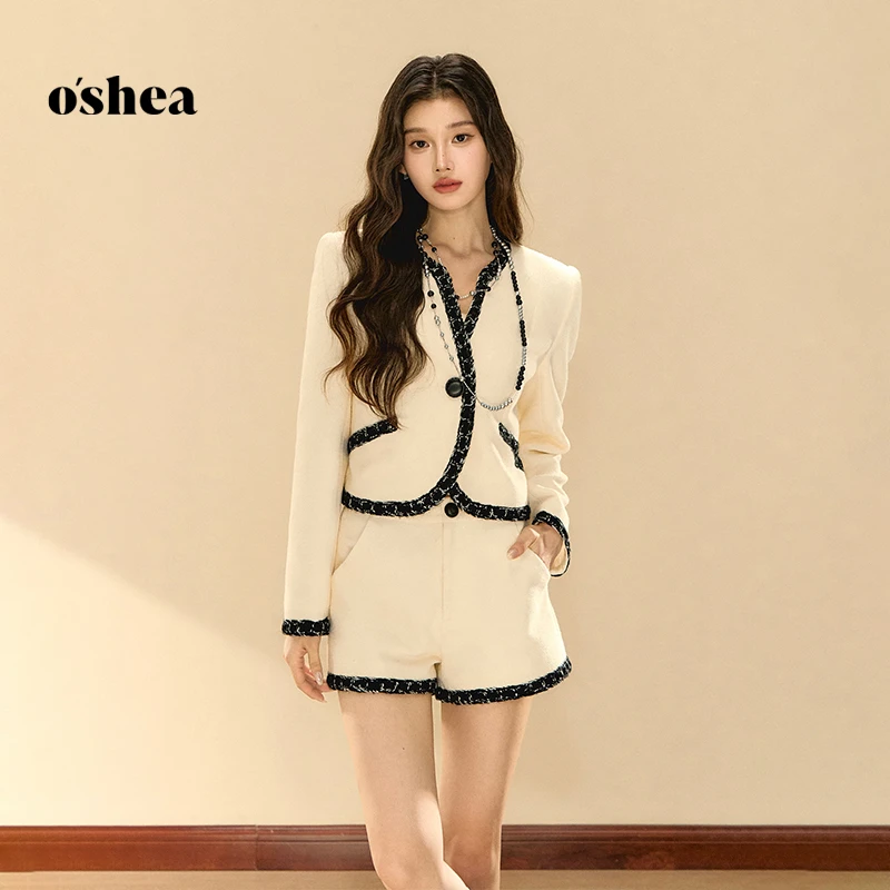 oshea 海棠米小香风短外套女2025新款春季高级简约精致感贵气上衣