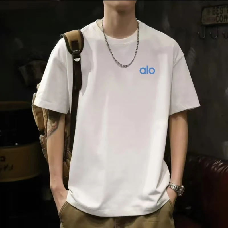 【万针刺绣】alo男女同款240g重磅纯棉潮流高奢圆领宽松短袖