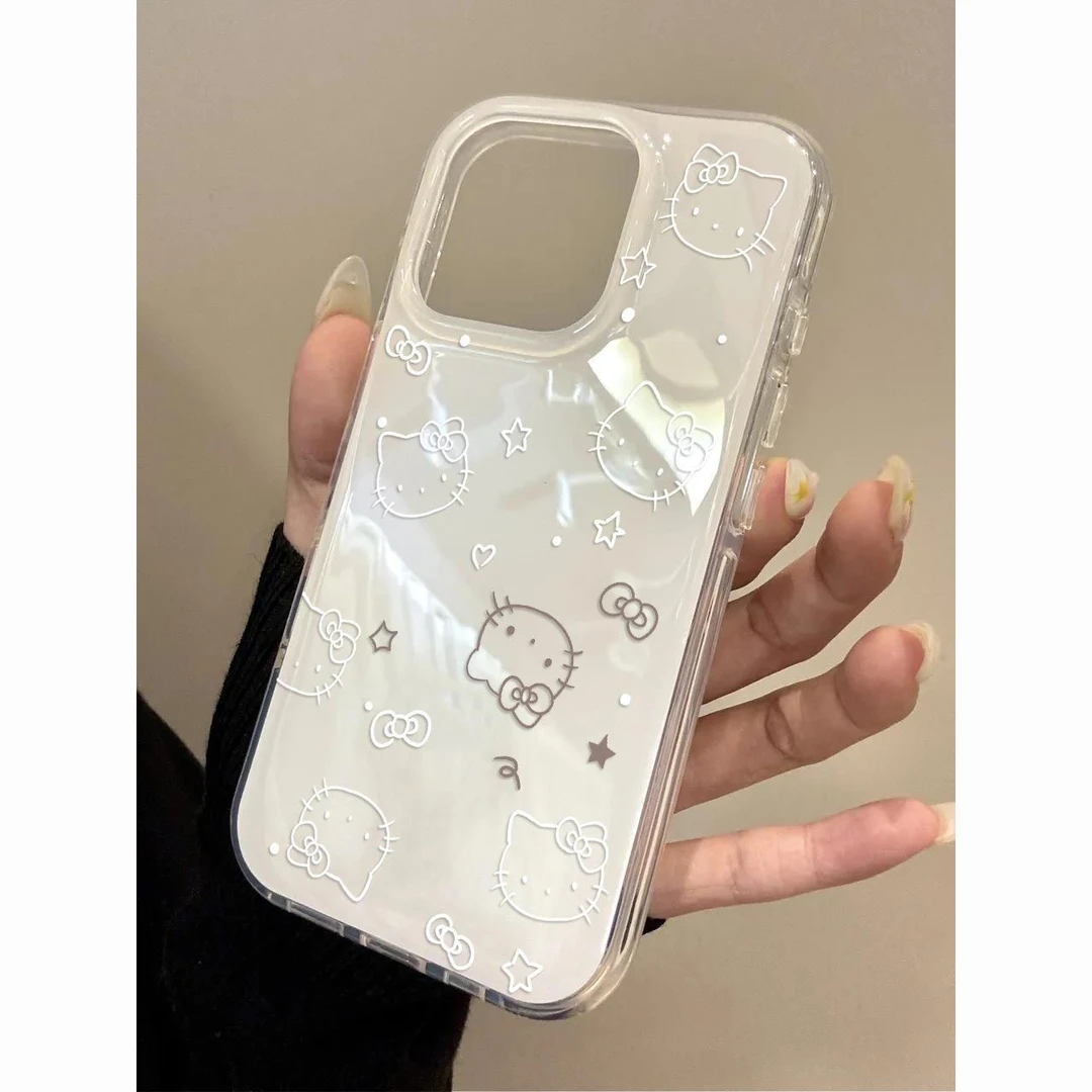 线条星星kt猫适用16Promax手机壳15保护套14小众13大孔12女11防摔