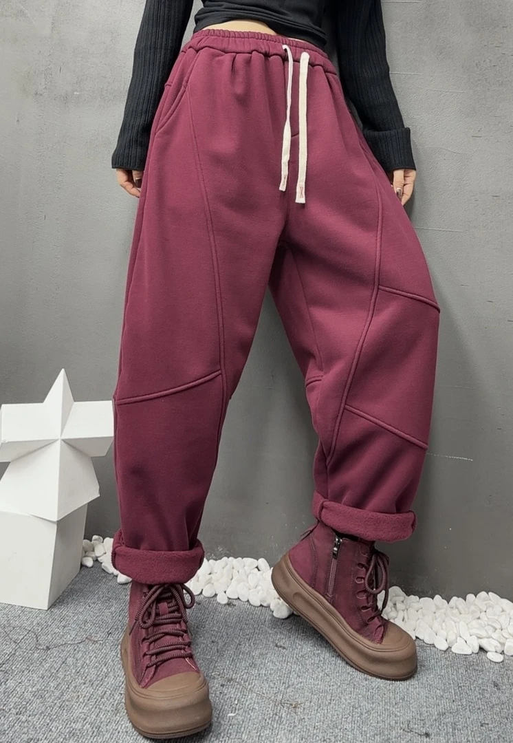 81760冬季加绒加厚女宽松显瘦时尚百搭休闲裤