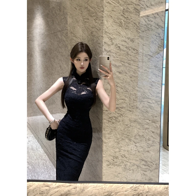 法式气质纯欲性感蕾丝修身显瘦2025新款设计感改良版旗袍连衣裙女