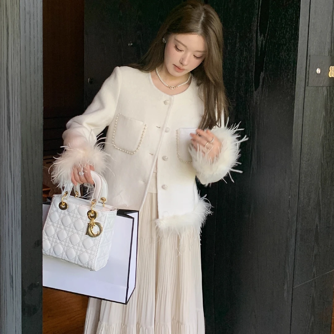 爆款2025秋冬新品双面羊毛大衣韩版时尚潮流年轻小个子毛呢外套