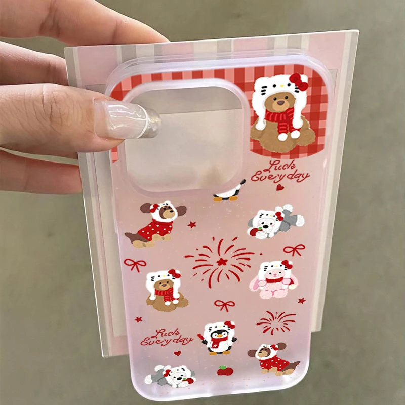 新年烟花可爱动物适用iphone16promax苹果15手机壳14软13幻影1211