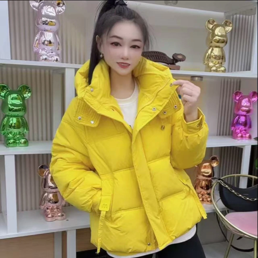 冬季羽绒棉服女新款长袖连帽纯色韩范洋气宽松加厚棉衣女款外套