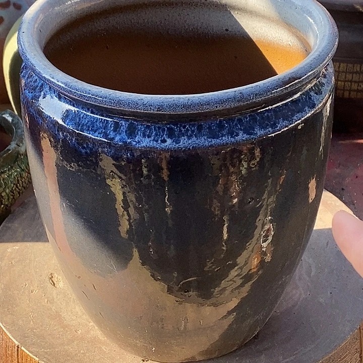 紫砂花盆口17高度19瑕疵