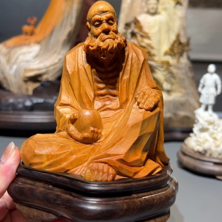 时***廊柏木（崖柏）达摩香炉摆件