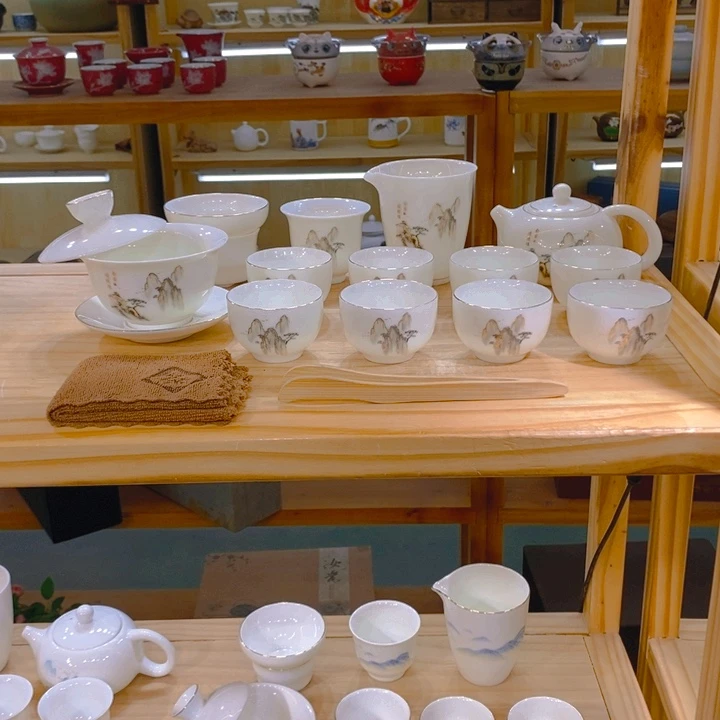 【不止】羊脂玉瓷茶具套装