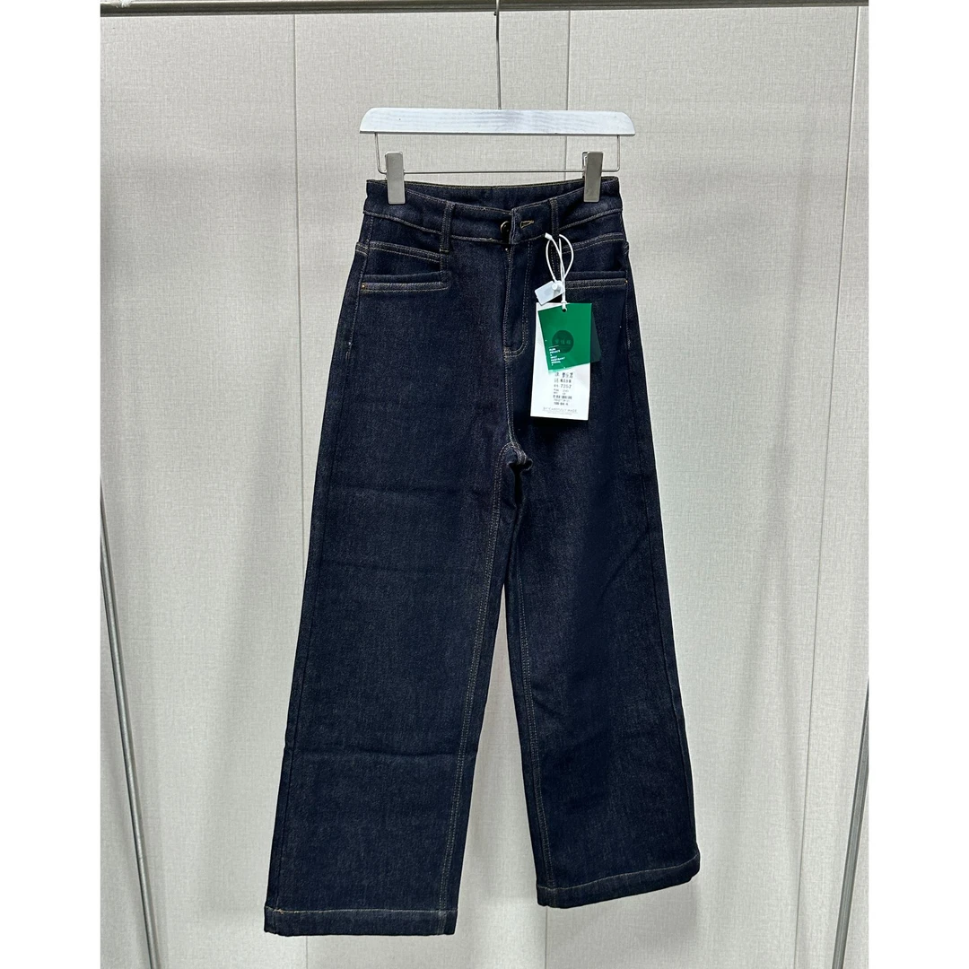 7257秋冬加绒厚款保暖宽松简约百搭牛仔裤