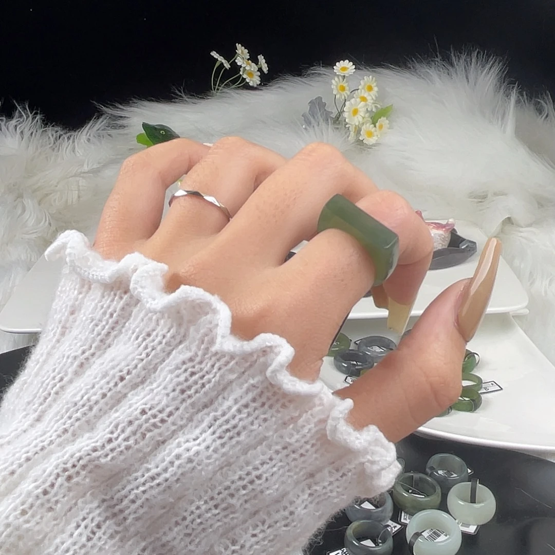 和田玉未镶嵌戒指U90碧玉马鞍17.2mm