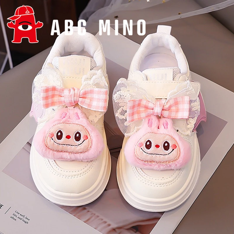 ABC MINO拉布布女童鞋夏秋季儿童运动板鞋防滑大童女孩公主小白鞋