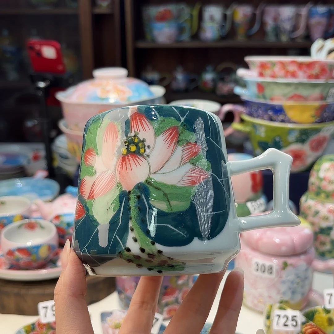 瓷片景德镇手绘高温釉下彩陶瓷茶具