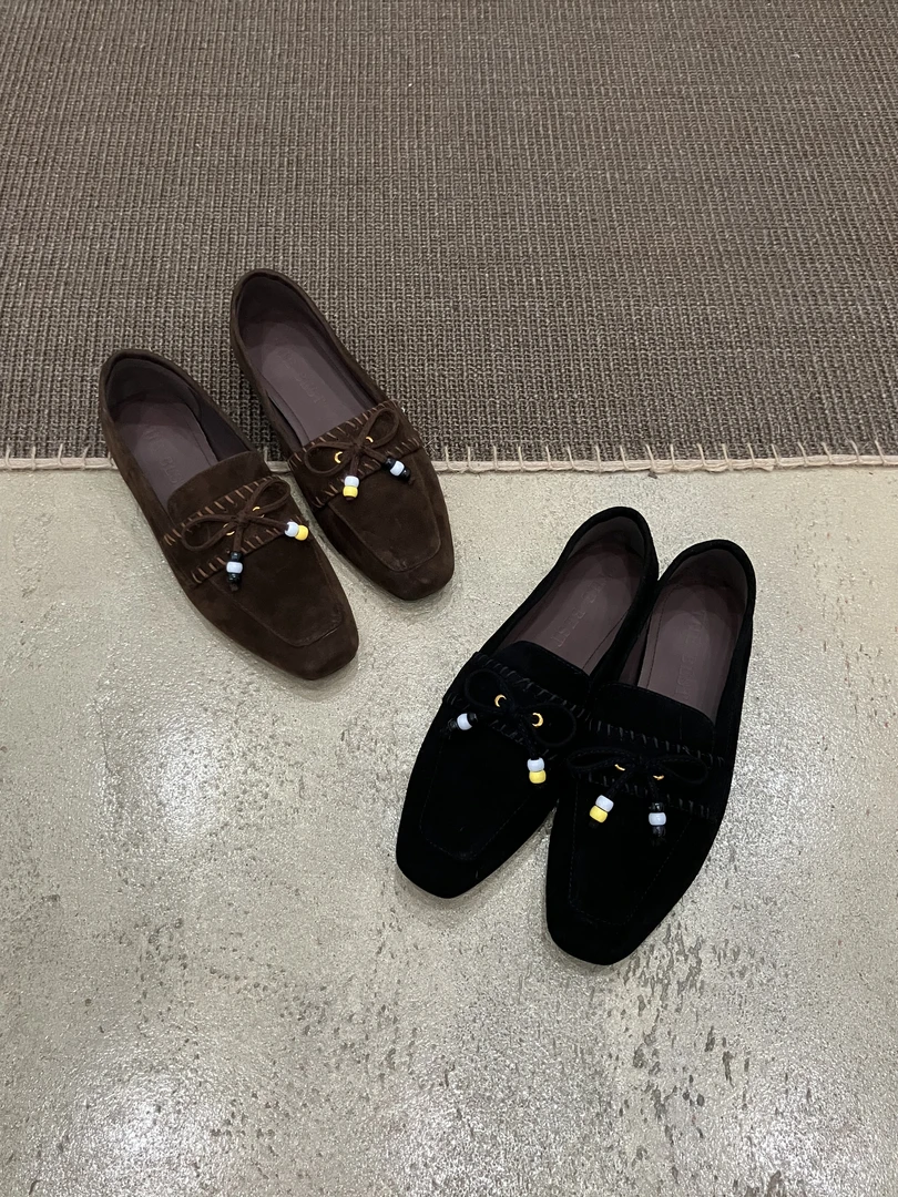 一脚蹬方头粗跟浅口粘胶鞋黑色乐福鞋休闲女鞋平底鞋春季单鞋百搭