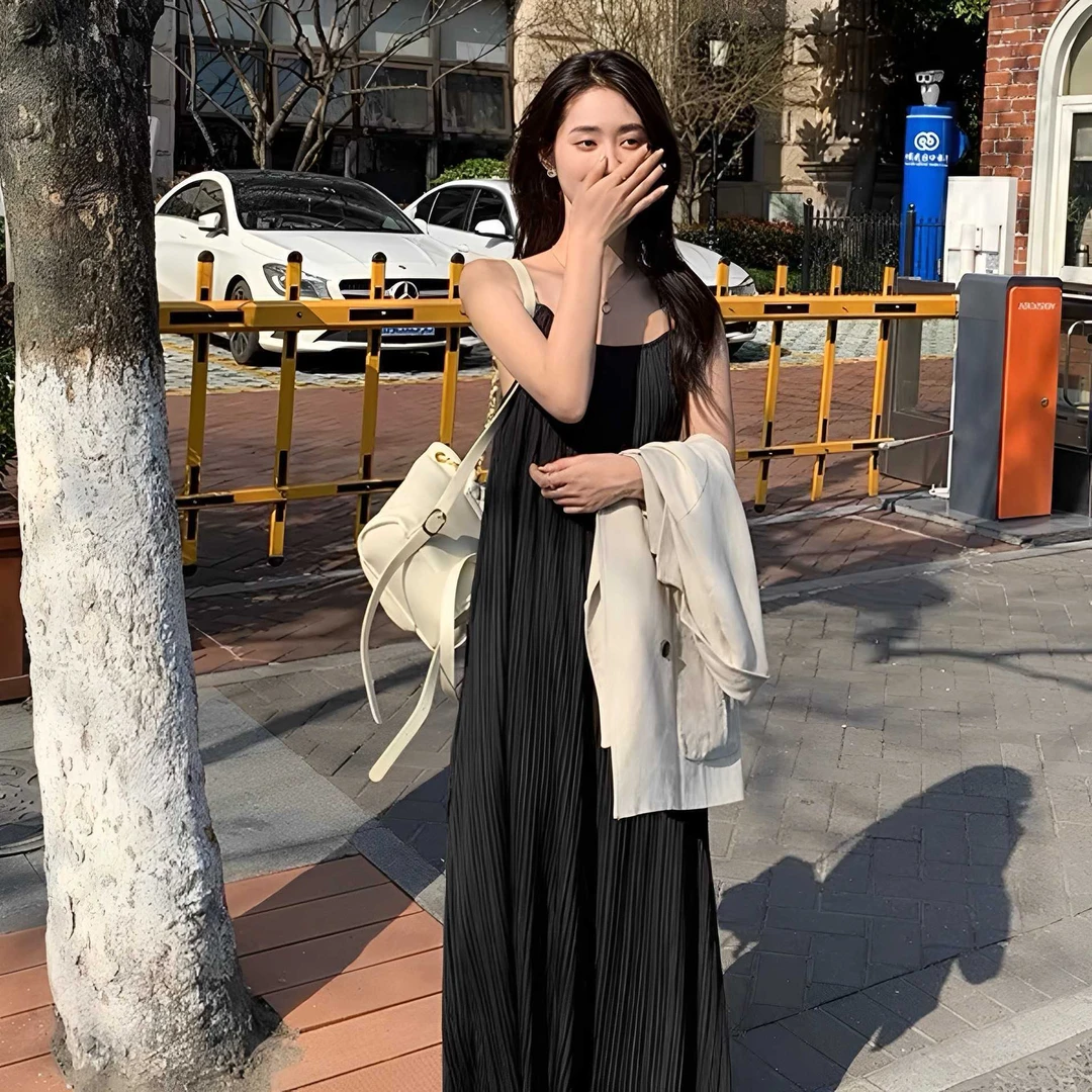 【亏本清货】小黑裙连衣裙女新打底外穿内搭背心裙中长款W768