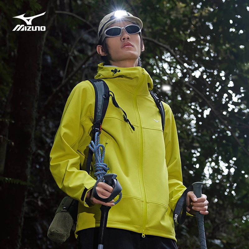 Mizuno/美津浓男士软壳保暖连帽防风防泼水运动外套K2CE51Y140