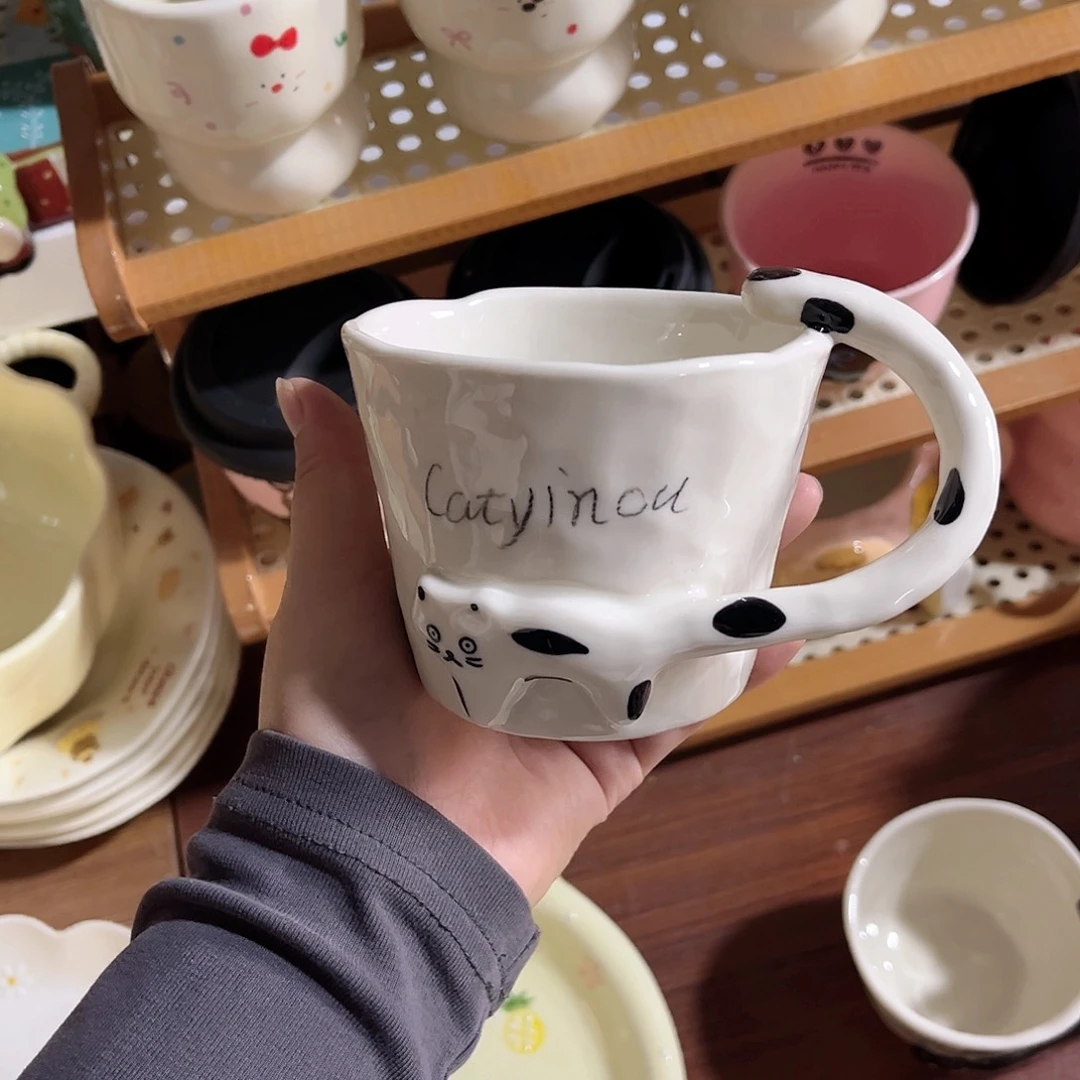 重工款白猫杯子陶瓷餐具