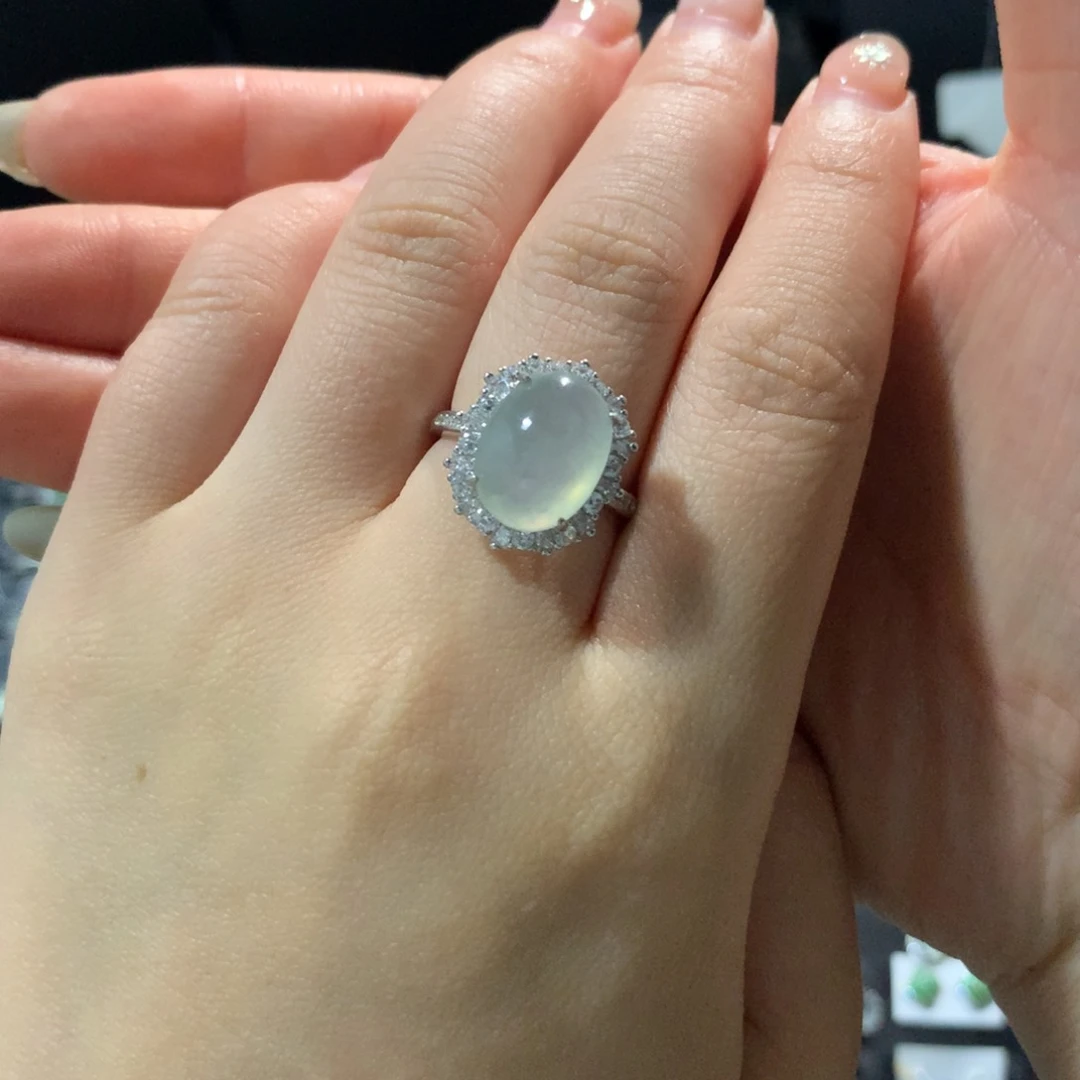 翡翠戒指银S925镶嵌戒指